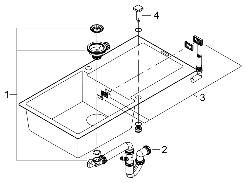 Kompositspüle K500 31645, mit Abtropffläche, Modell: K500 60-C 100/50 1.0 rev, Montageart: Standard-Einbauspüle, Maße: 1000 x 500 mm, 1 Becken: 480 x 440 x 200 mm, granit schwarz Kompositspüle K500 31645, mit Abtropffläche, Modell: K500 60-C 100/50 1.0 rev, Montageart: Standard-Einbauspüle, Maße: 1000 x 500 mm, 1 Becken: 480 x 440 x 200 mm, granit schwarz