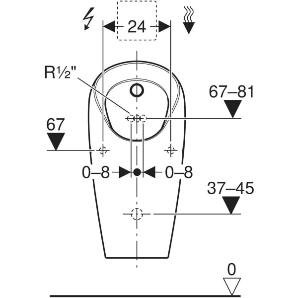 Urinal „Selva“, Zulauf von oben, ohne Zielobjekt in weiß alpin Urinal „Selva“, Zulauf von oben, ohne Zielobjekt in weiß alpin