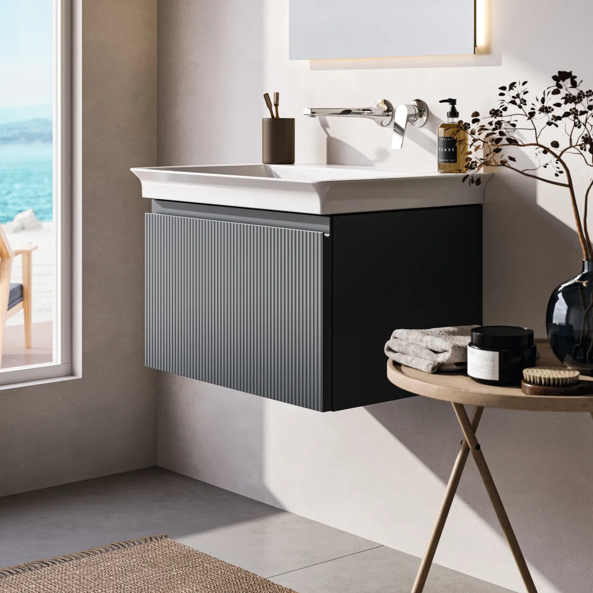 Ideal Standard Möbelwaschtischunterschrank Finesse Aschblau matt 1 Auszug Softclose 600x440x375 mm Ideal Standard Möbelwaschtischunterschrank Finesse Aschblau matt 1 Auszug Softclose 600x440x375 mm