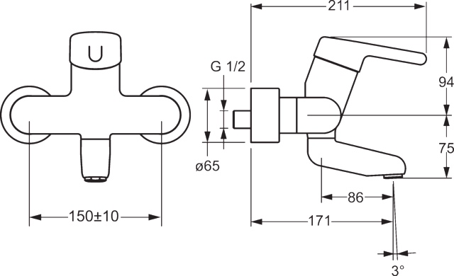 HA Einhebelmischer Waschtischbatterie HANSAMEDIPRO 0253 Ausladung 171 mm DN15 Chrom