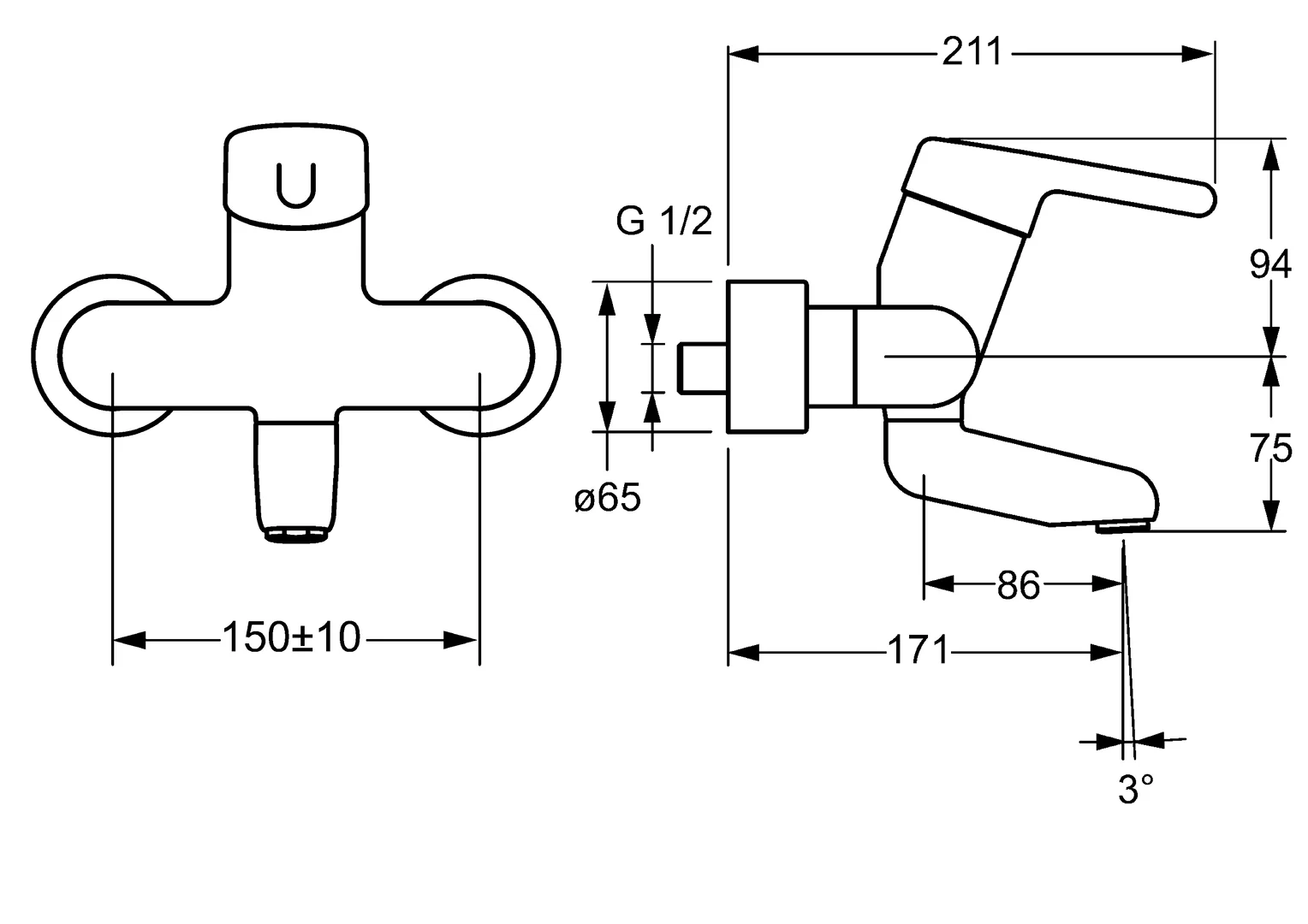 HansaMEDIPRO Einhebelmischer Waschtischbatterie HansaMEDIPRO 0253 Ausladung 171 mm DN15 Chrom