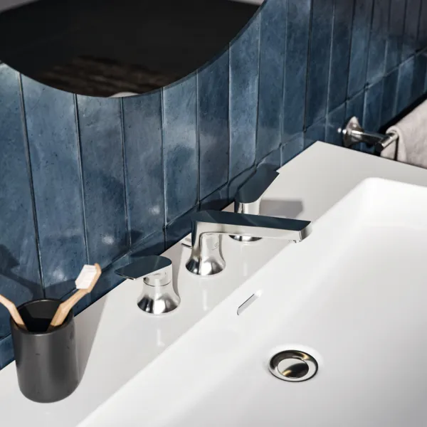 Ideal Standard Möbelwaschtisch La Dolce Vita, 860 mm, weiß (Alpin), 3 Hahnlöcher mit Überlauf, Keramik (Feinfeuerton)