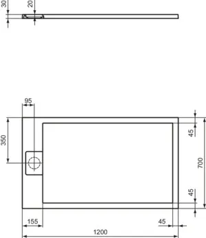 Ideal Standard Duschwanne „UltraFlatSi.life“ 70 × 120 cm in Carraraweiß