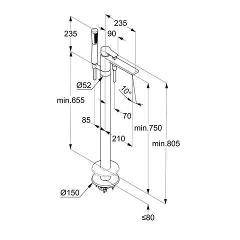 Kludi ZENTA SL Stand Wannenfüll- und Brause-Einhandmischer chrom Kludi ZENTA SL Stand Wannenfüll- und Brause-Einhandmischer chrom