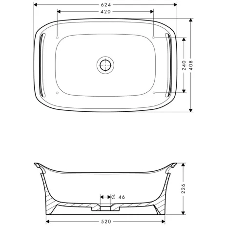 Hansgrohe AXOR Urquiola Aufsatzwaschtisch oval, 625 mm, weiß