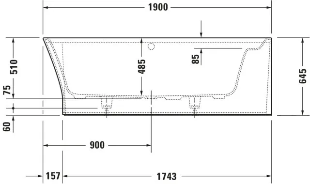 Duravit Whirlwanne „Cape Cod“ vorwand oval 190 × 90 cm, rechts