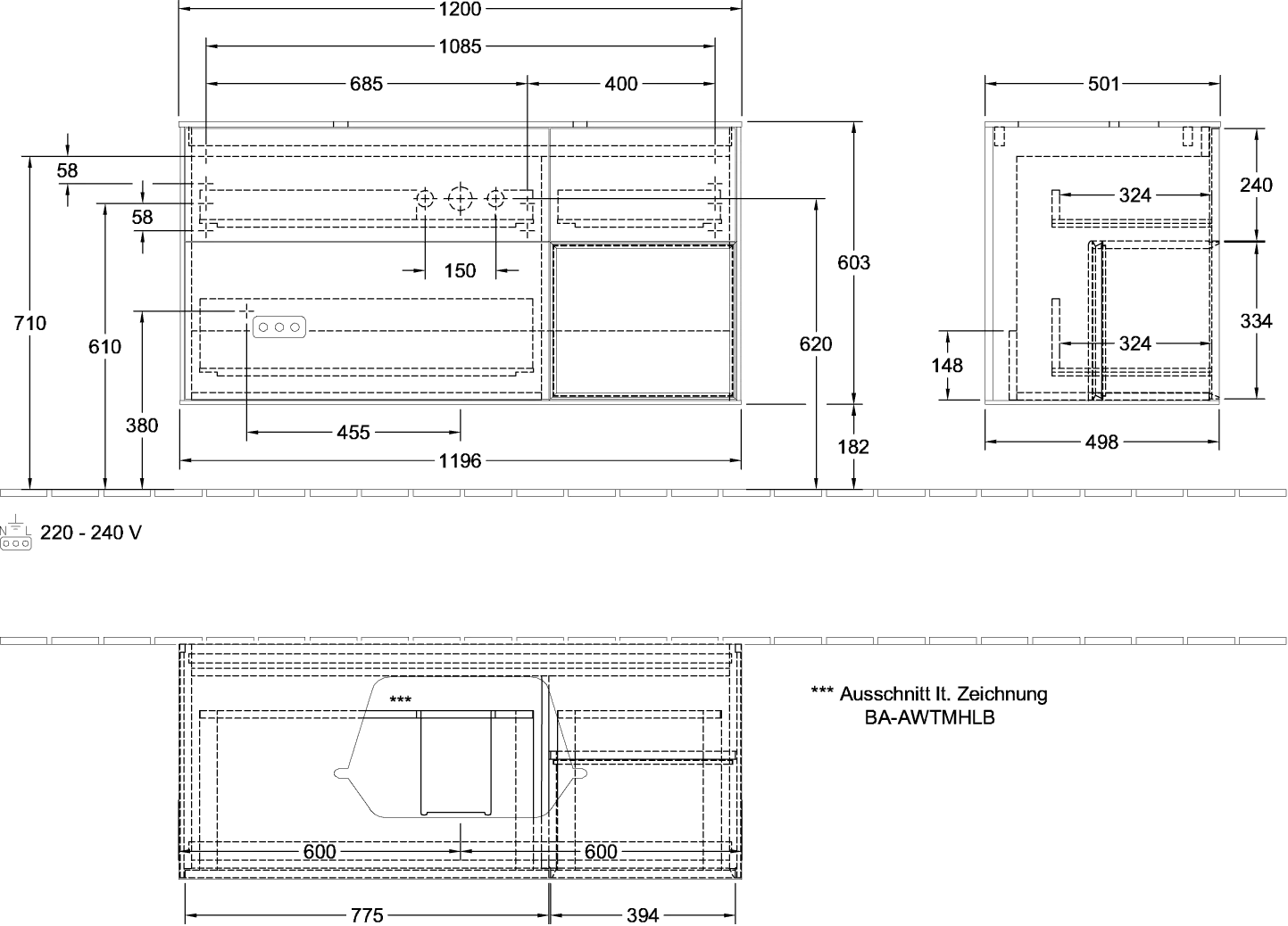 Villeroy & Boch Finion Waschbeckenunterschrank G42 1200x603x501mm Villeroy & Boch Finion Waschbeckenunterschrank G42 1200x603x501mm