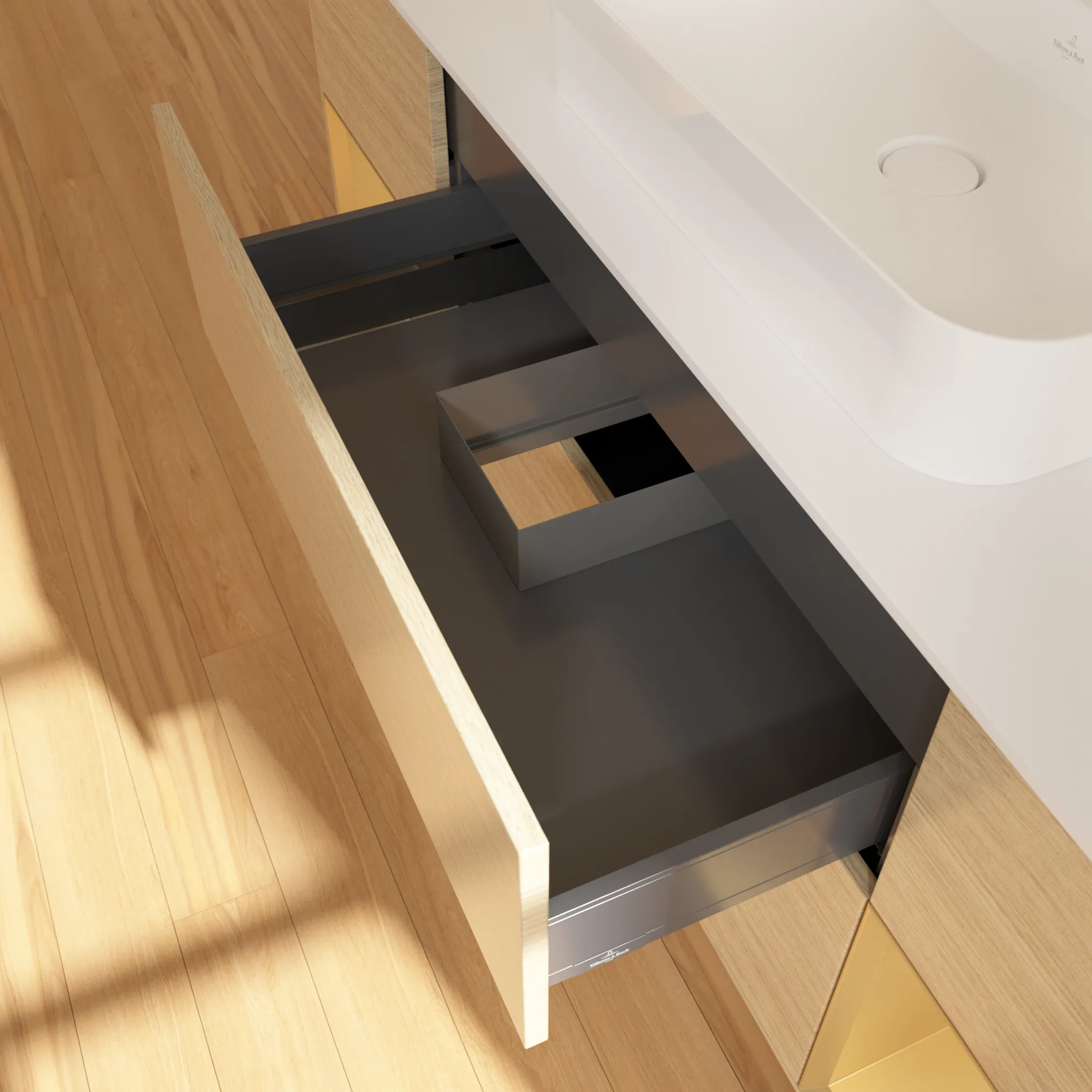 Villeroy & Boch Waschtischunterschrank „Finion“ für Schrankwaschtisch 1600 × 603 × 501 mm Oak Veneer, für Becken mittig