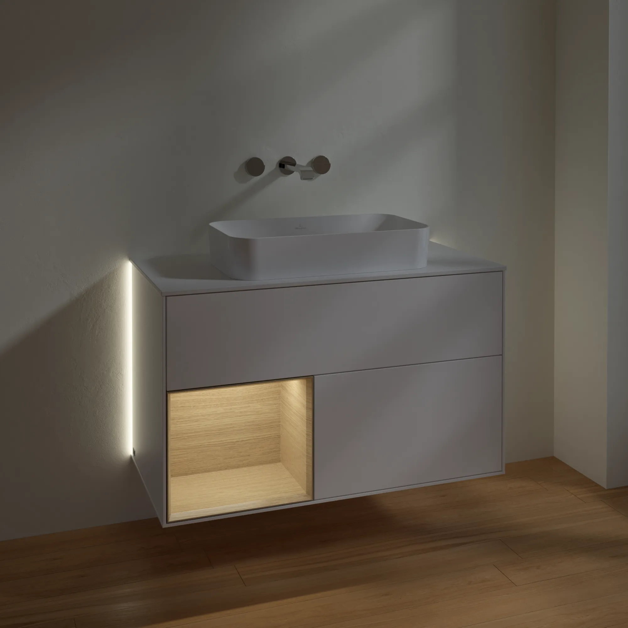 Villeroy & Boch Waschtischunterschrank „Finion“ für Schrankwaschtisch 1000 × 603 × 501 mm White Matt Lacquer, ohne Hahnlochbohrung, für Becken mittig Villeroy & Boch Waschtischunterschrank „Finion“ für Schrankwaschtisch 1000 × 603 × 501 mm White Matt Lacquer, ohne Hahnlochbohrung, für Becken mittig