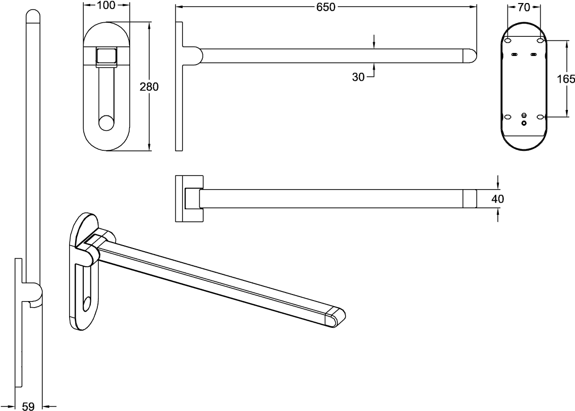 Villeroy & Boch Klappgriff „ViCare Design“ in verchromt Villeroy & Boch Klappgriff „ViCare Design“ in verchromt