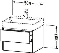 Duravit Waschtischunterschrank wandhängend „XSquare“ 58,4 × 39,7 × 46 cm Graphit Supermatt