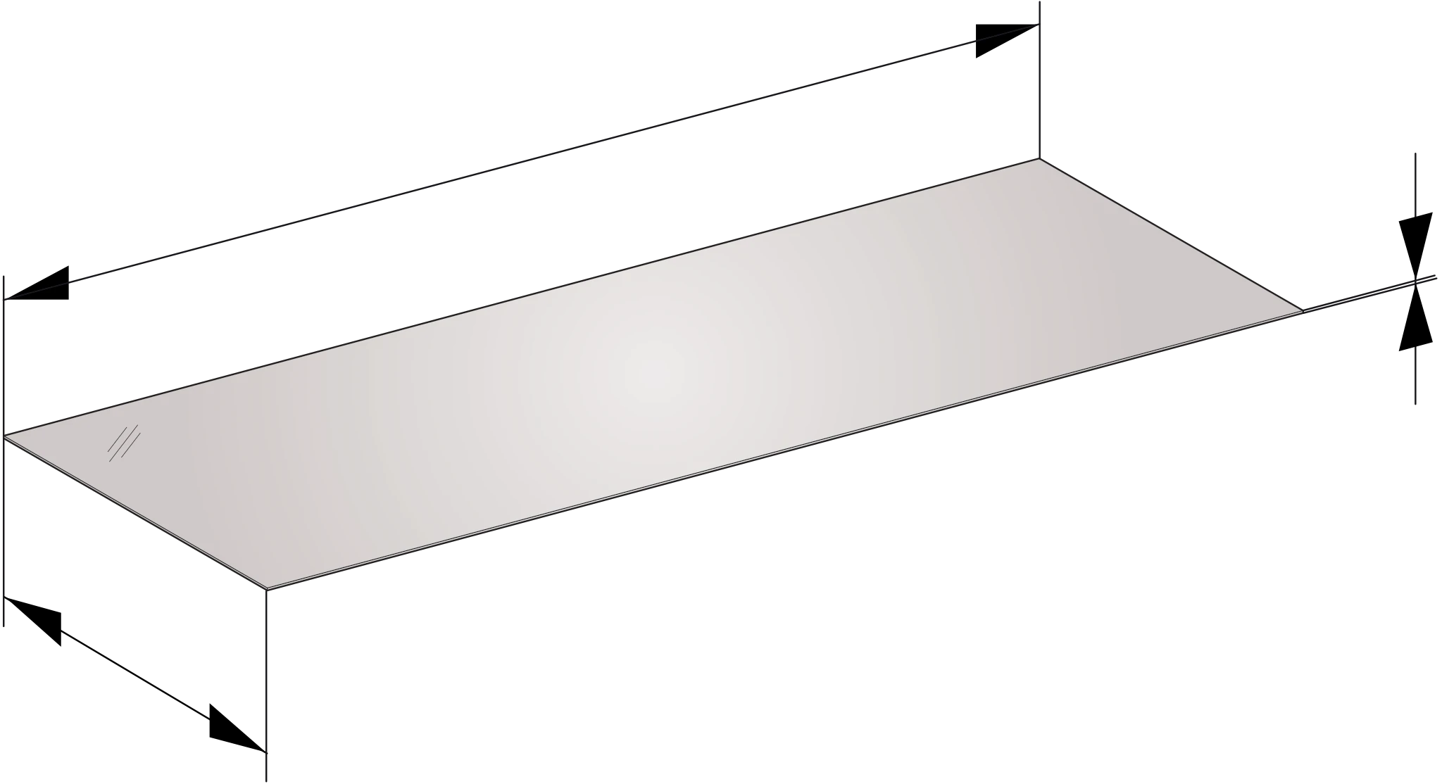 edition 11 abdeckplatte passend zum sideboard 31326/27 1411 x 3 x 524 mm glas cashmere satiniert