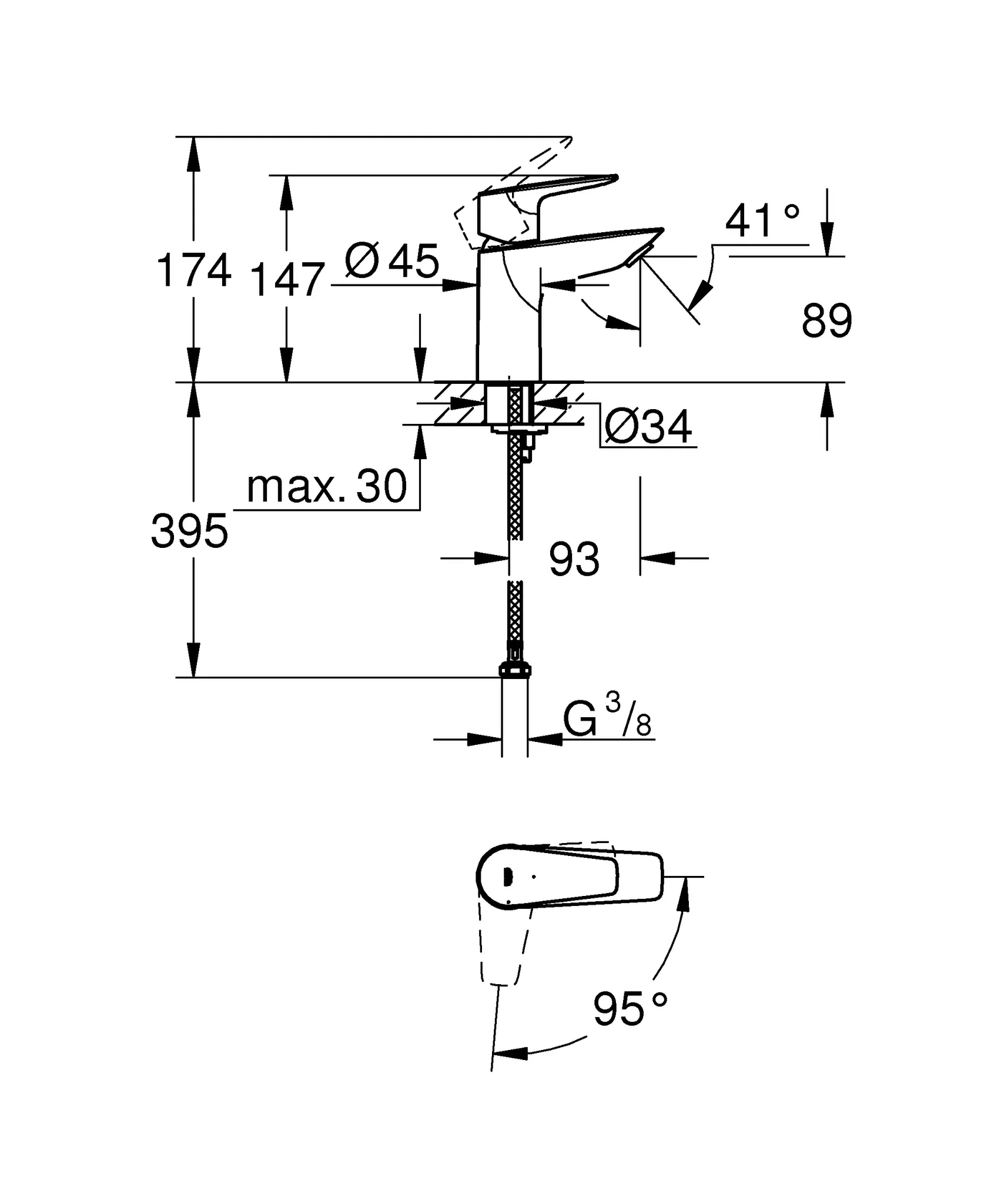 Einhand-Waschtischbatterie BauEdge 24193_1, S-Size, Energie-Spar-Funktion Mittelstellung kalt, Cradle to Cradle Certified(R) Gold, chrom Einhand-Waschtischbatterie BauEdge 24193_1, S-Size, Energie-Spar-Funktion Mittelstellung kalt, Cradle to Cradle Certified(R) Gold, chrom