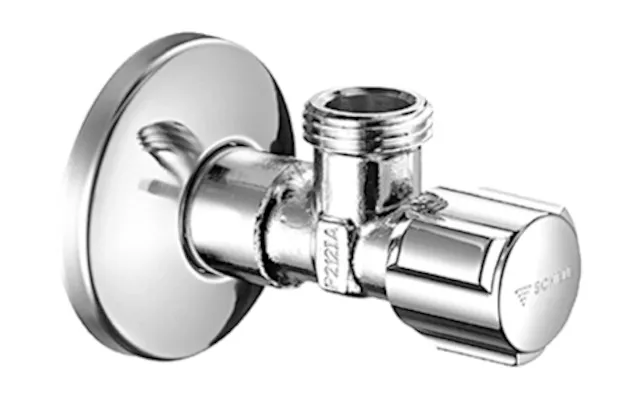 Eckventil mit Regulierfunktion COMFORT, COMFORT-Griff, Schubrosette Ø 54 mm, DN 15 G 1/2 AG, DN 15 G 1/2 AG, chrom Eckventil mit Regulierfunktion COMFORT, COMFORT-Griff, Schubrosette Ø 54 mm, DN 15 G 1/2 AG, DN 15 G 1/2 AG, chrom