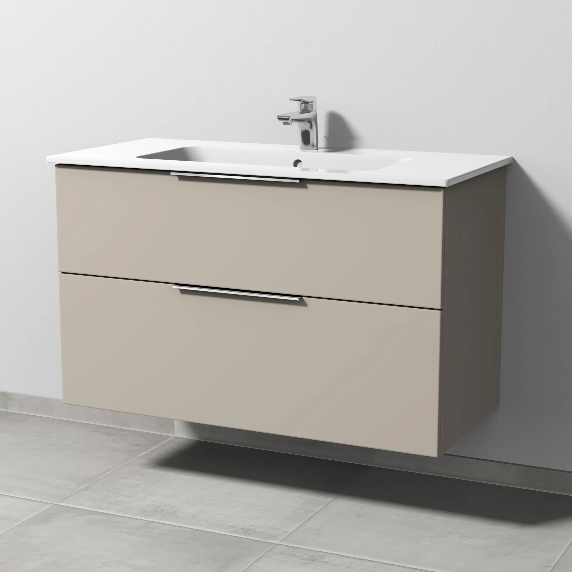Sanipa Waschtischunterschrank „3way“ passend zu Keramik-Waschtische ME by Starck von Duravit 1000 × 613 × 467 mm in Kaschmir (matt)
