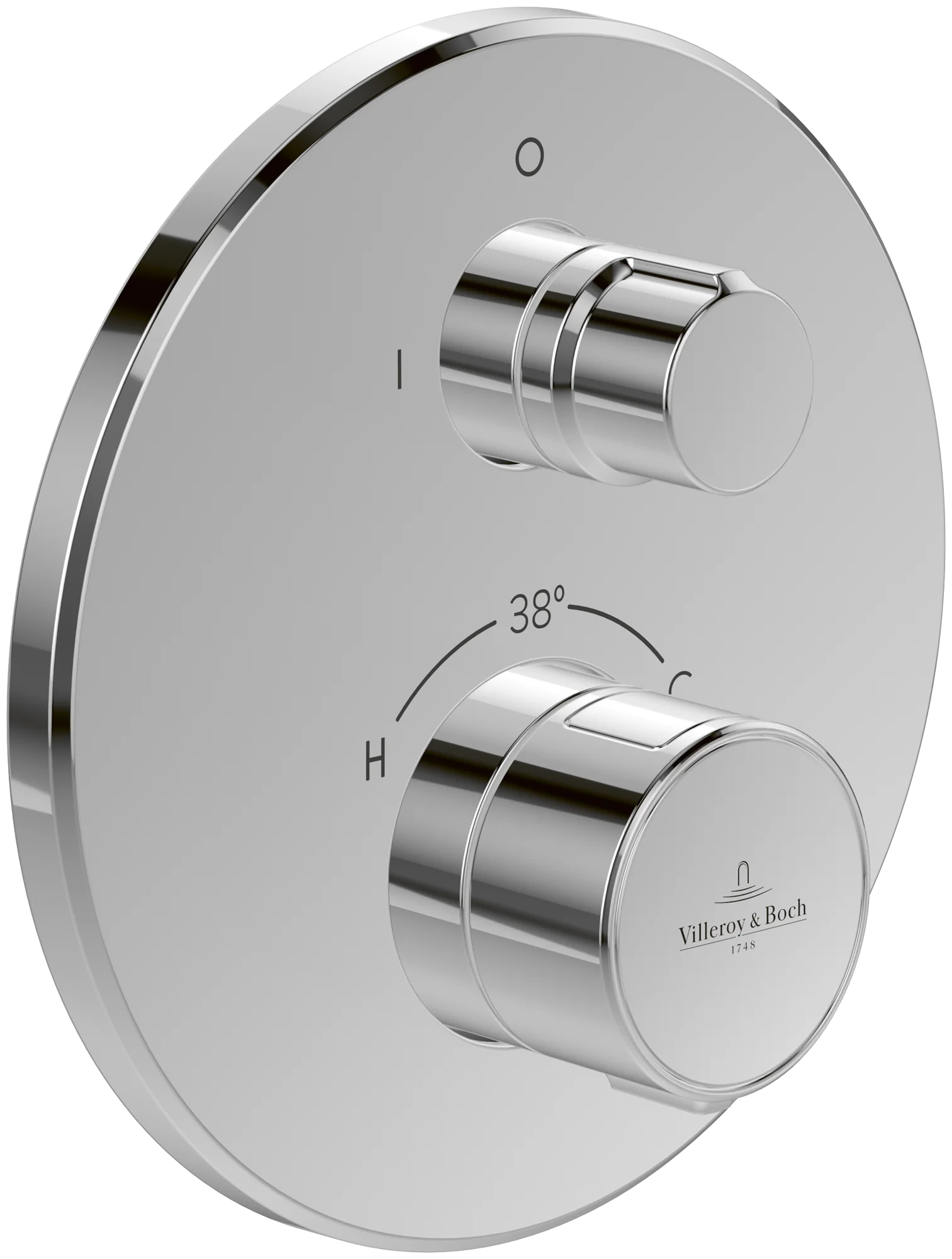 Villeroy & Boch Unterputz-Thermostat Universal Taps & Fittings, rund, verchromt, Höhe 215 mm, Breite 172 mm, Länge 180 mm, Zweiwege-Mengenregulierung