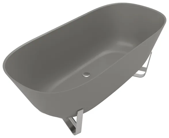 Villeroy & Boch Badewanne „Antheus“ freistehend oval 175 × 80 cm, Mittelablauf in Grey