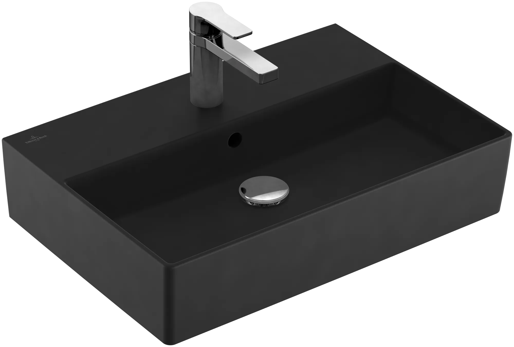Villeroy & Boch Memento 2.0 Wandwaschbecken Pure Black CeramicPlus 600x420x135mm mit Überlauf