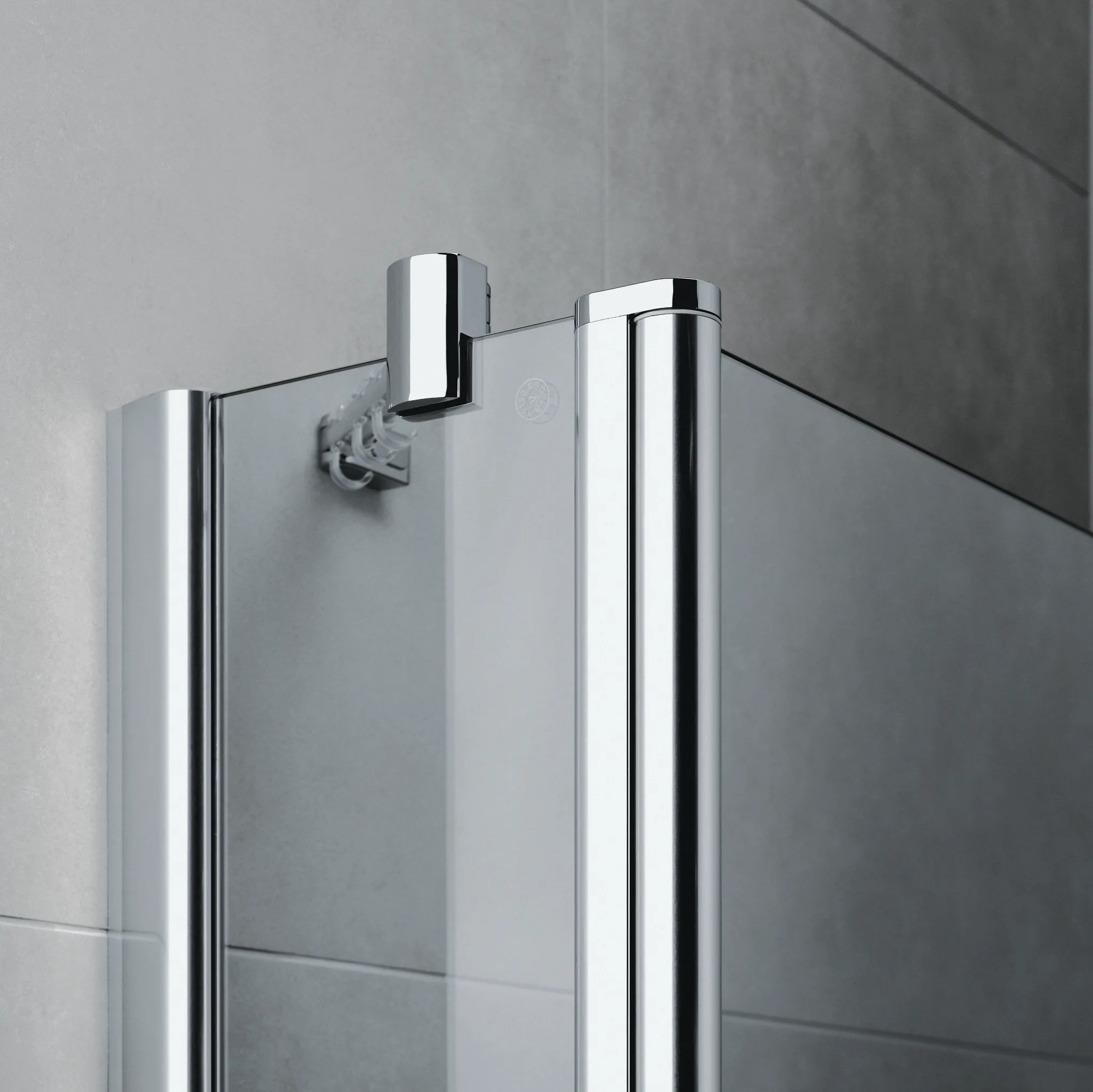 Kermi Pendeltür mit Festfeld Eckeinstieg 2-teilig Halbteil rechts „Diga“ Glas SR Opaco, Profile Silber Hochglanz, BV: 1405 - 1425 mm GAK: 1390 - 1410 mm WE: 1415 - 1435 mm H: 2000 mm