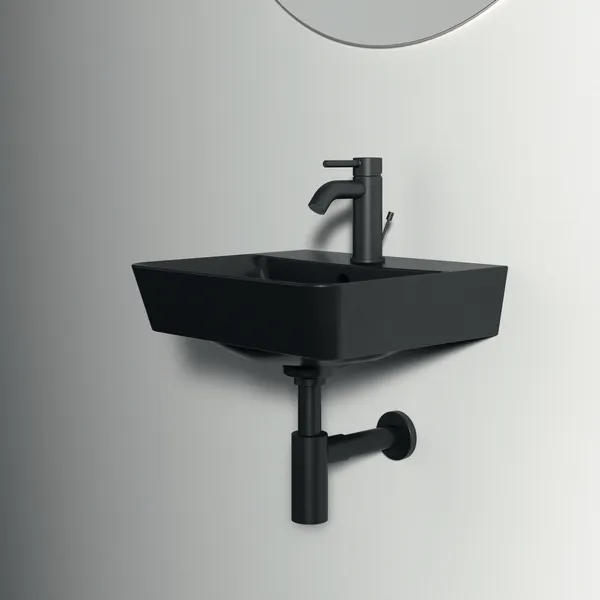Waschbecken „ConnectAir“ 40 × 35 × 15 cm, Hahnlochposition mittig in Schwarz Matt