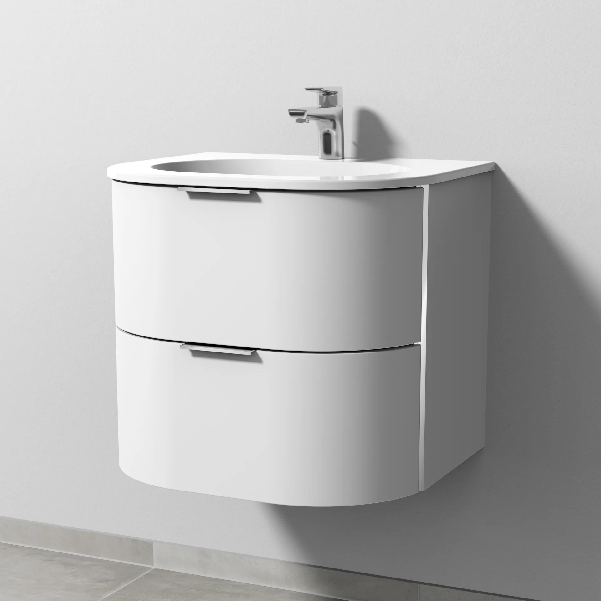 Keramik-Waschtisch-Set mit Waschtischunterschrank „4balance“ 58,4 × 51,4 × 52,2 cm in Weiß (matt), ohne Beleuchtung Keramik-Waschtisch-Set mit Waschtischunterschrank „4balance“ 58,4 × 51,4 × 52,2 cm in Weiß (matt), ohne Beleuchtung