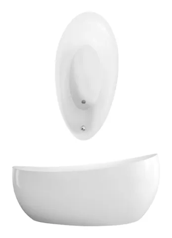 Villeroy & Boch Badewanne „Aveo New Generation“ freistehend oval 190 × 95 cm, Fußablauf in Weiß Alpin