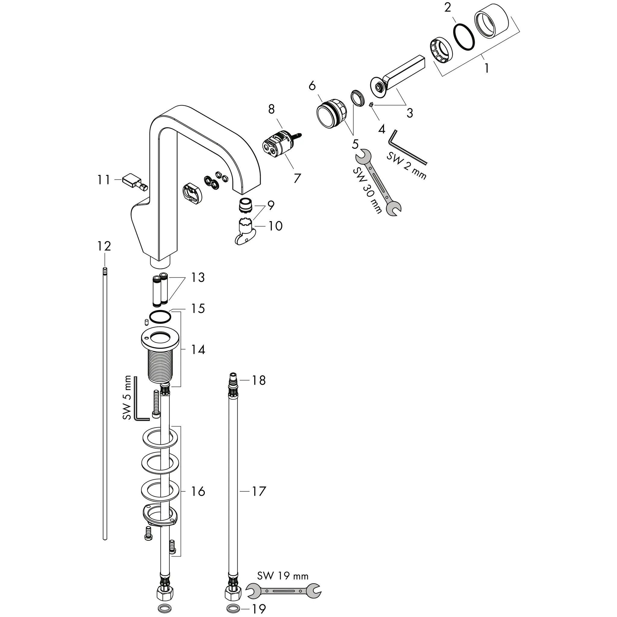 Waschtischmischer Axor Citterio chrom mit hohem Auslauf Waschtischmischer Axor Citterio chrom mit hohem Auslauf