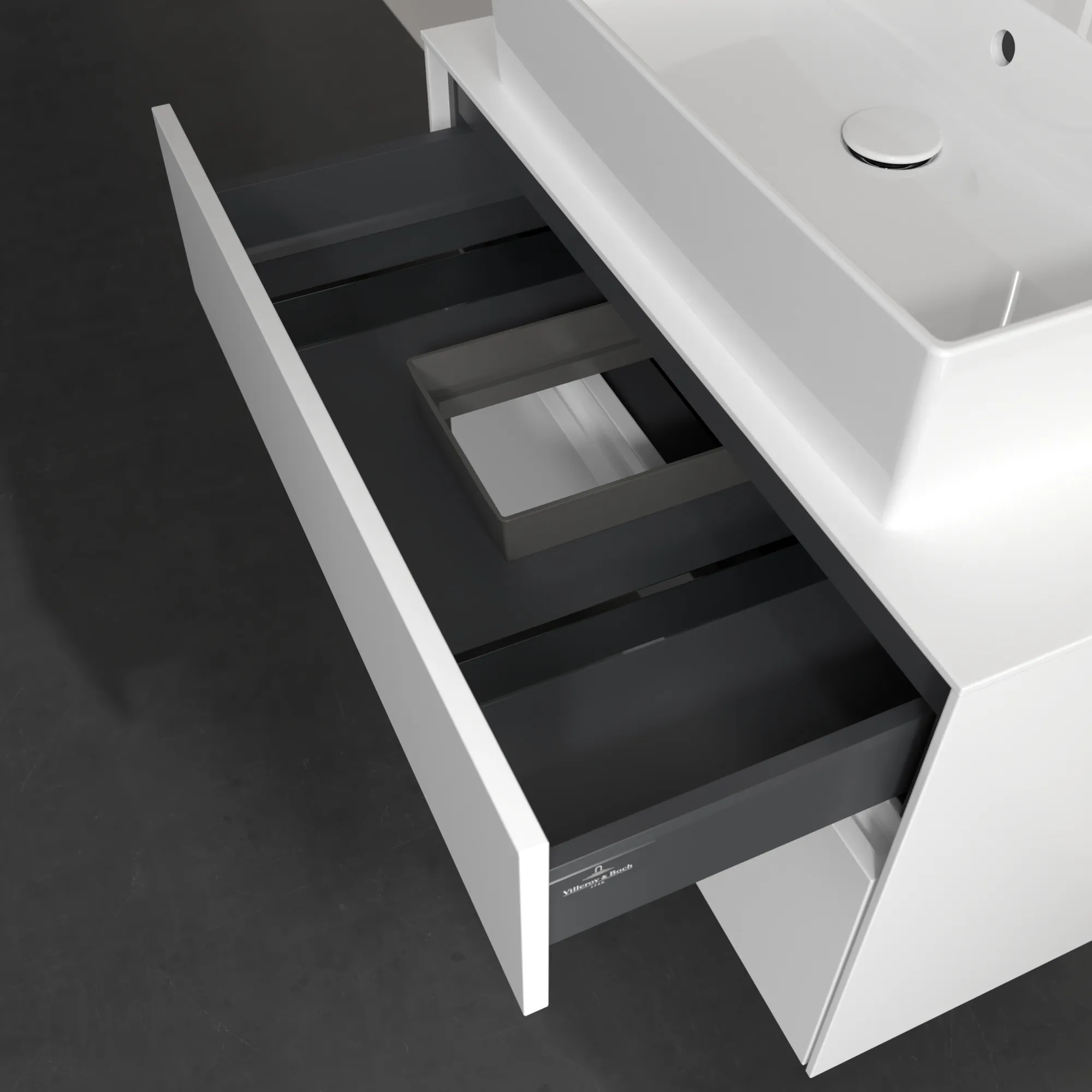 Villeroy & Boch Waschbeckenunterschrank Collaro C12400, Eckig White Matt, 800x548x500mm, mit Absenkautomatik und integrierten Griffen Villeroy & Boch Waschbeckenunterschrank Collaro C12400, Eckig White Matt, 800x548x500mm, mit Absenkautomatik und integrierten Griffen