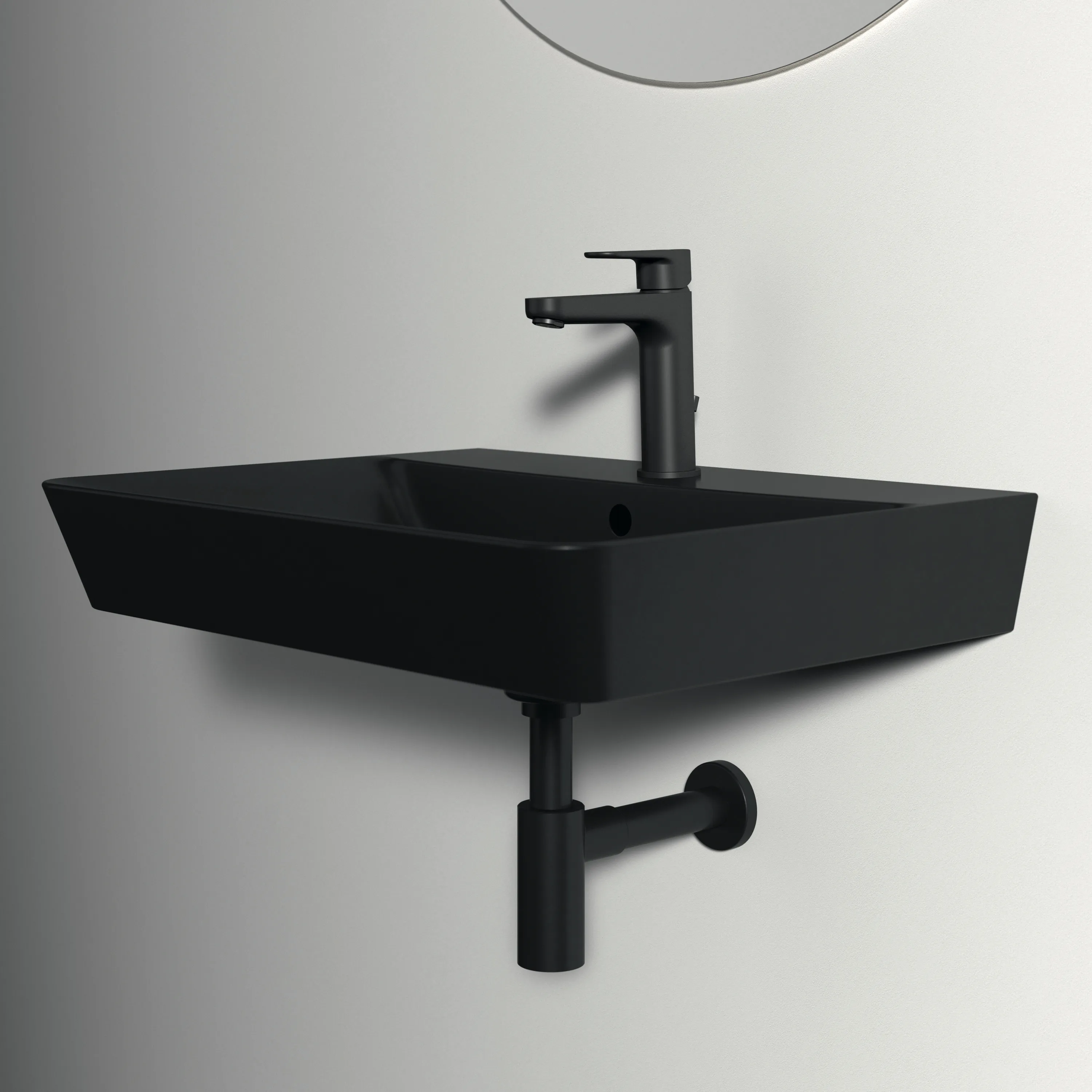 Waschbecken „ConnectAir“ 60 × 46 × 16 cm, Hahnlochposition mittig in Schwarz Matt