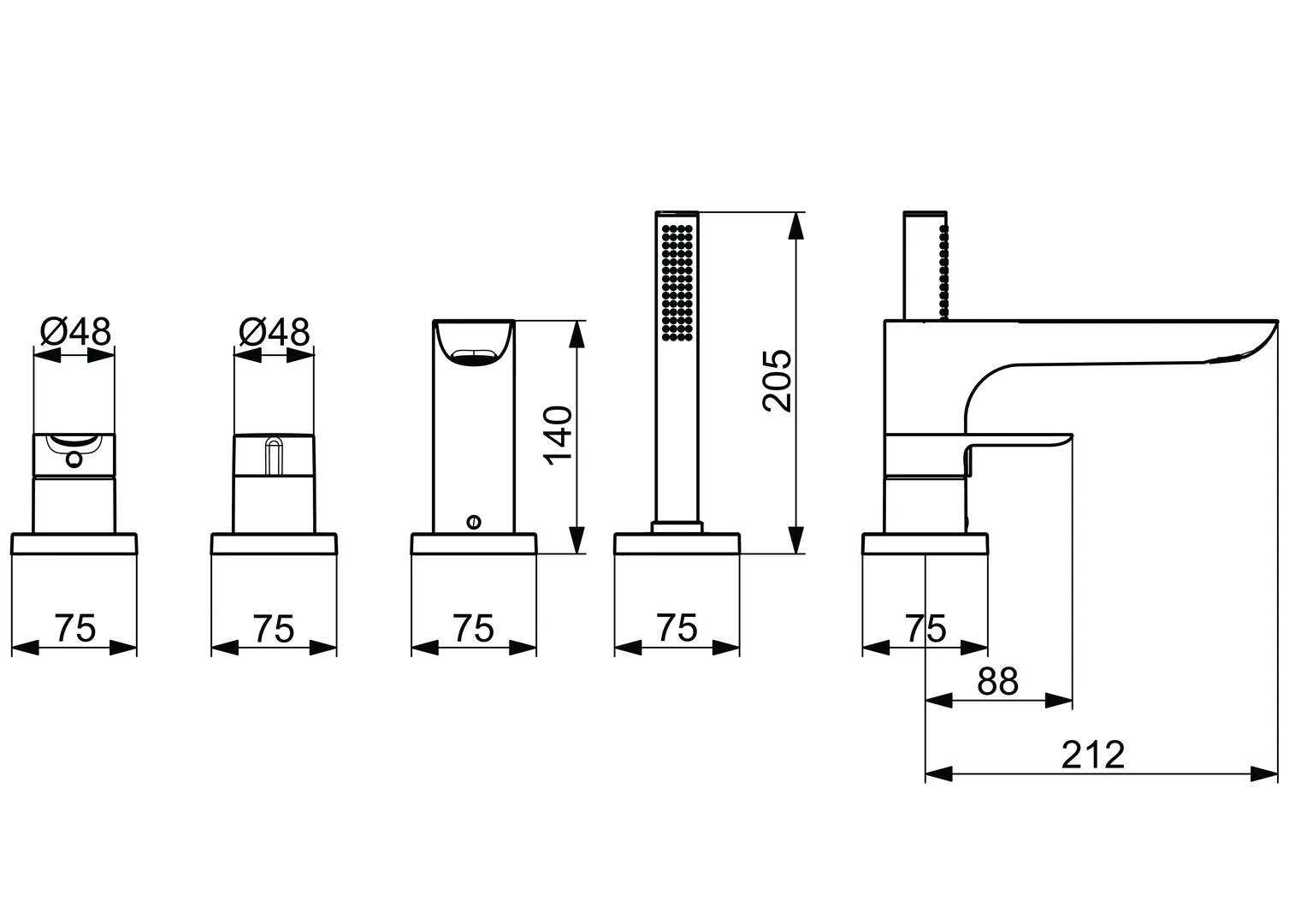 HansaLIGNA Wannenarmatur Einhebelmischer Fertigmontageset für Wanne/Brause 0644 1-strahlig 72 mm Ausladung 180 mm Chrom HansaLIGNA Wannenarmatur Einhebelmischer Fertigmontageset für Wanne/Brause 0644 1-strahlig 72 mm Ausladung 180 mm Chrom