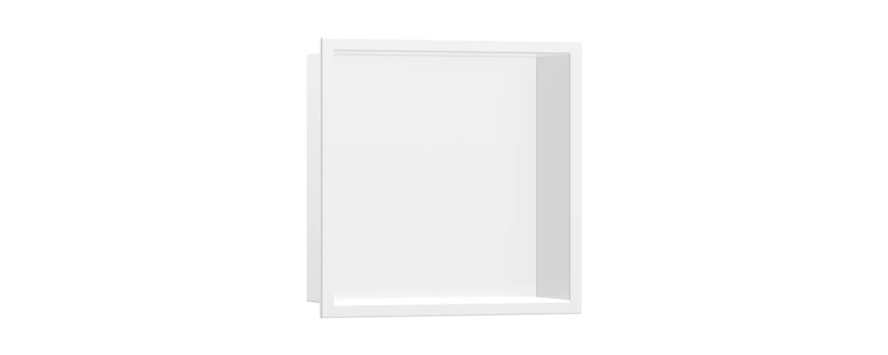 Hansgrohe XtraStoris Original Wandnische mit Rahmen 300x300x100 mm, Mattweiß, Edelstahl V2A pulverbeschichtet