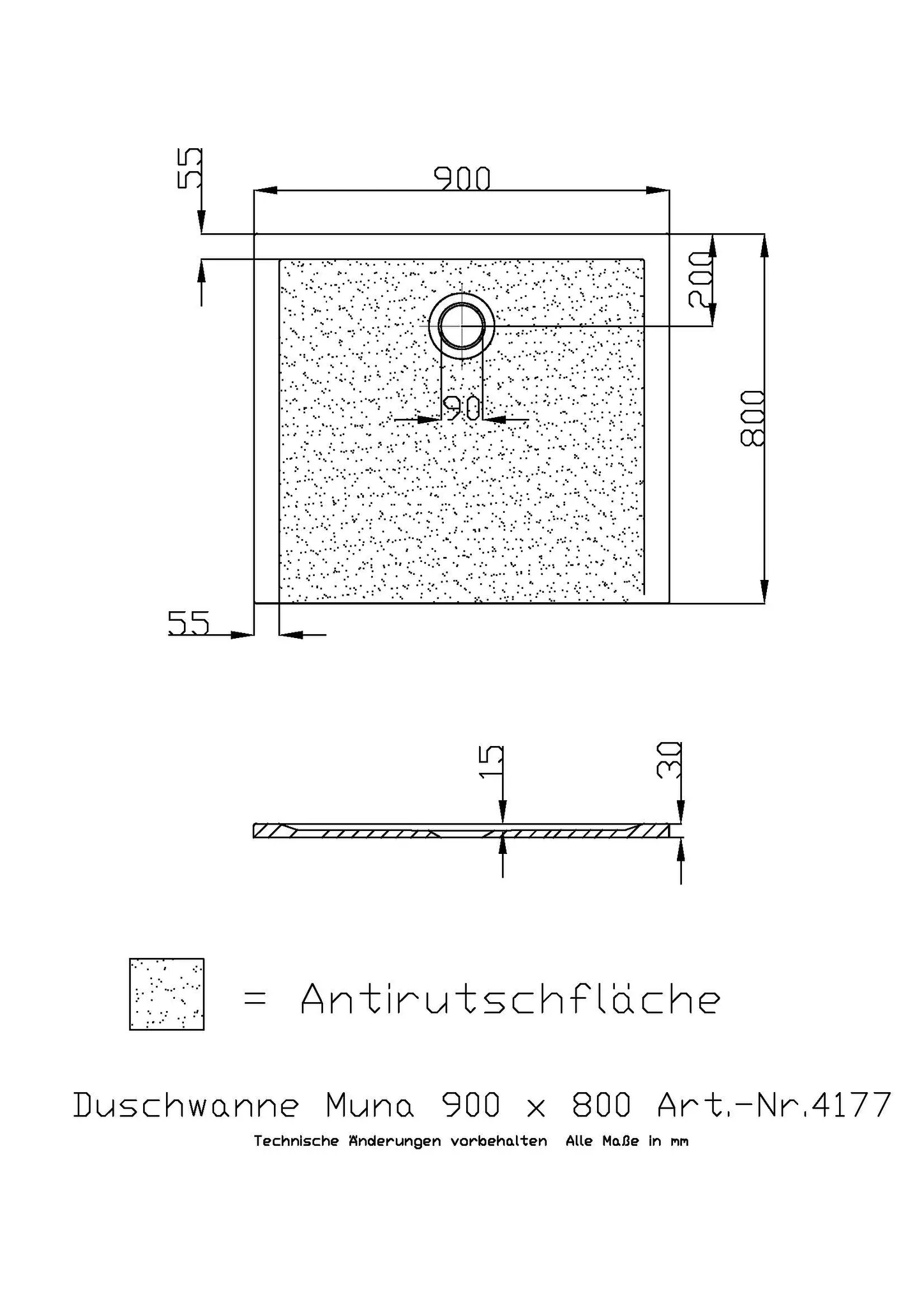 Hoesch Muna Duschwanne 900x800x30, Mineralguss Solique, Weiß Hoesch Muna Duschwanne 900x800x30, Mineralguss Solique, Weiß