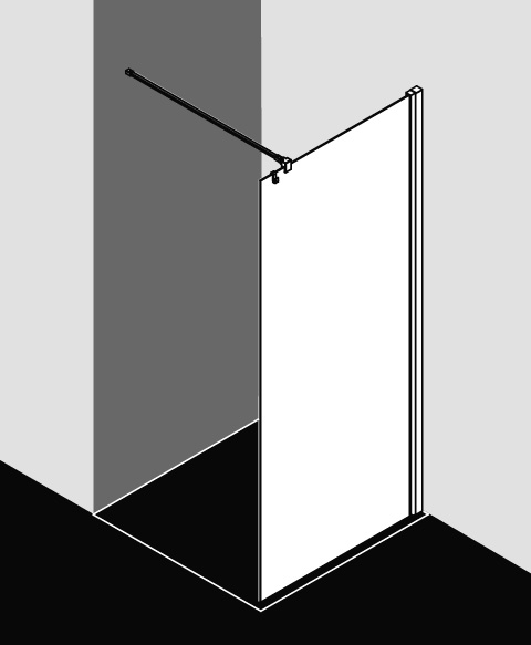 Kermi Duschabtrennung Walk-In WALK-IN Wall „LIGA“ 185 cm Profile Silber Mattglanz,