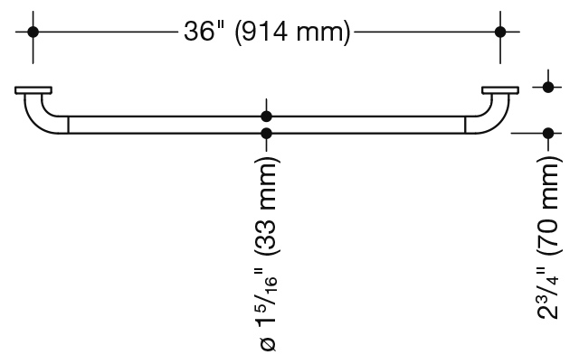 Haltegriff (USA) Serie 801 Achsmaß 36 inch reinweiß