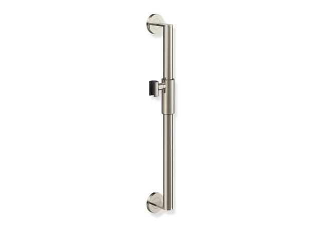 HEWI Brausehalterstange System 900, Edelstahl PVD, Achsmaß 600 mm, Durchmesser 32 mm, magnetischer Brausehalter, Nickel glänzend