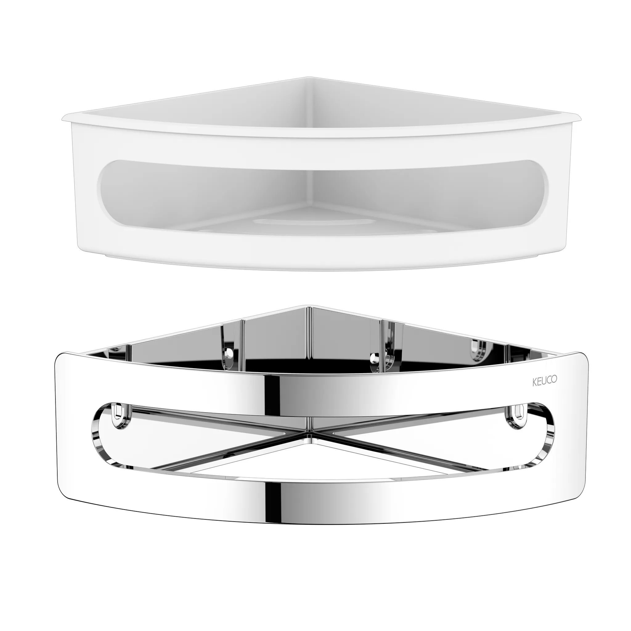 KEUCO ELEGANCE Eckduschkorb Kunststoff-Einsatz weiß verchromt KEUCO ELEGANCE Eckduschkorb Kunststoff-Einsatz weiß verchromt