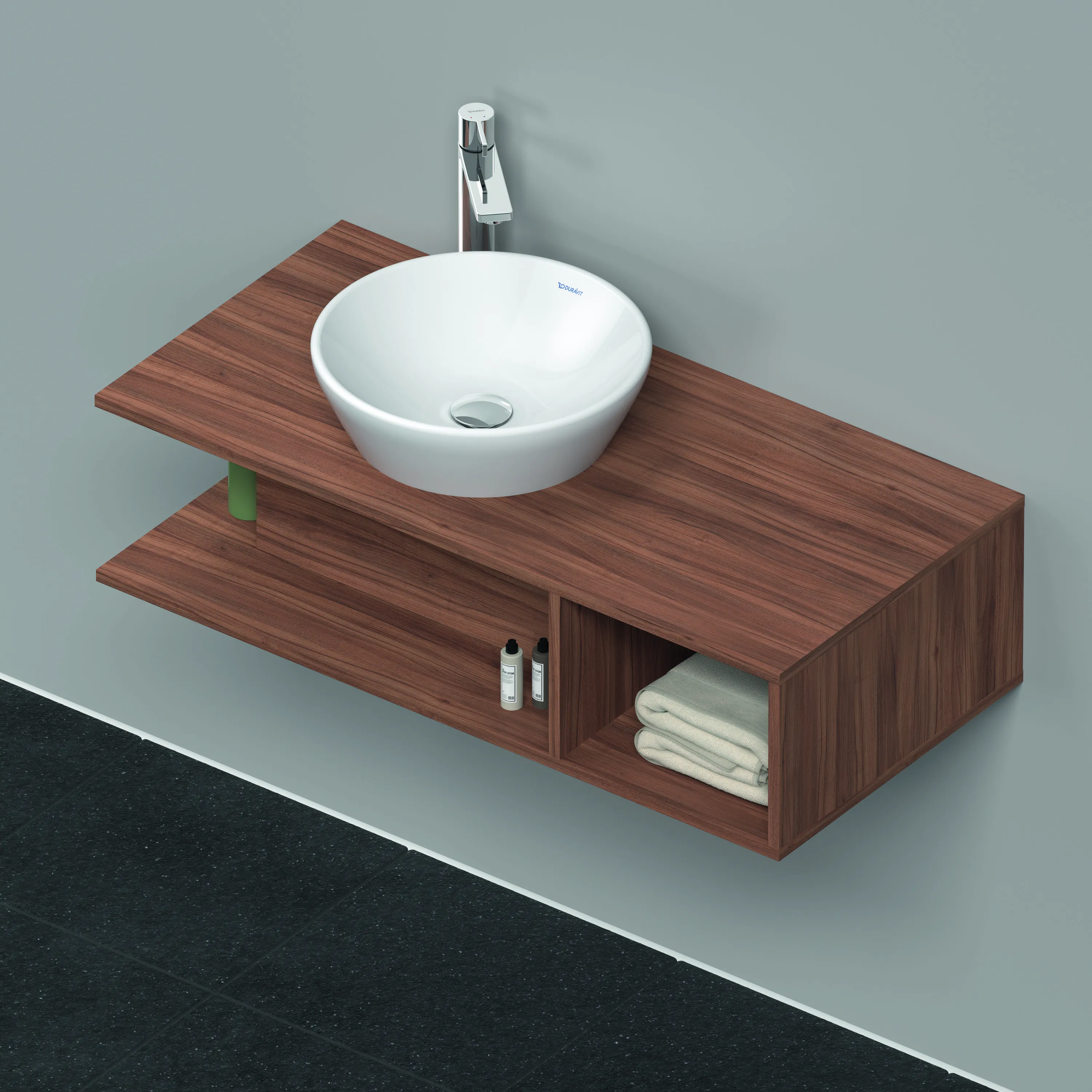 Duravit Waschtischunterschrank wandhängend „D-Neo“ 100 × 26 × 48 cm Nussbaum Natur