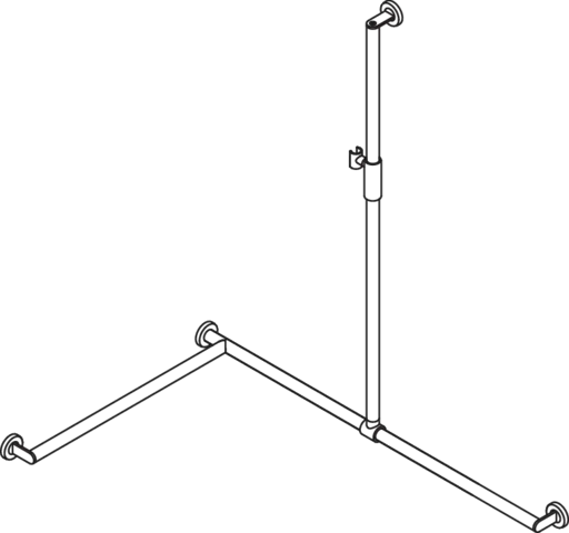 Duschhandlauf mit verschiebbarer Brausehalterstange, Edelstahl, PVD, mit magnetischem Brausehalter, senkrechte Länge 1250 mm, waagerechte Längen 1185