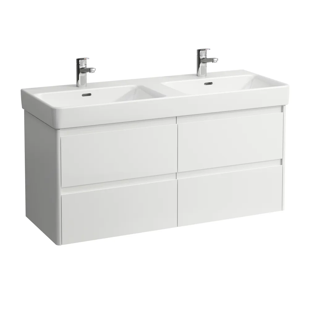 Waschtischunterbau BASE 2.0 für PRO S 446x1168x515 4 Schubladen mit Griffmulde für Waschtisch H814966 weiß matt