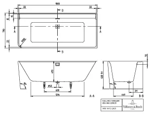 Villeroy & Boch Whirlwanne „Collaro“ mit Whirlsystem „Airpool Entry“ vorwand rechteck 179 × 79 cm, rechts in Weiß Alpin
