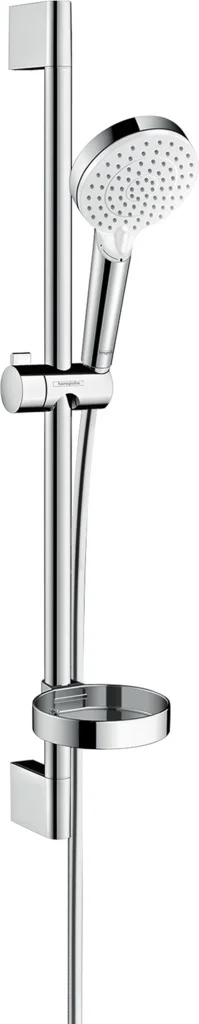 Hansgrohe Crometta Brausenset Vario/Unica 100 mm, weiß/chrom, 65 cm Brausestange mit Seifenschale