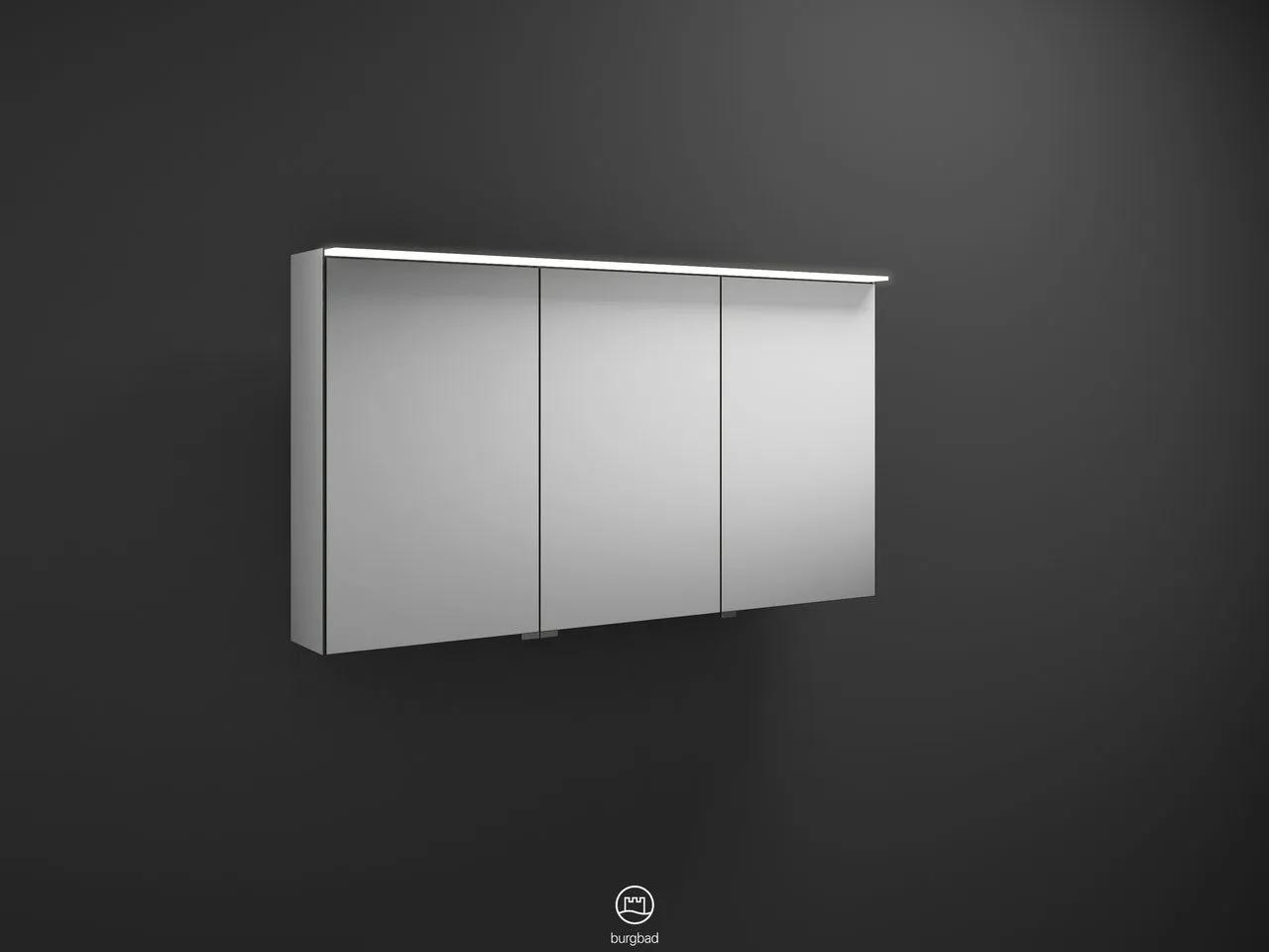 Spiegelschrank Junit von burgbad - beidseitig verspiegelt, LED-Aufsatzleuchte 4200 K, Anthrazitgrau, H. 670 mm, B. 1206 mm, T. 200 mm Spiegelschrank Junit von burgbad - beidseitig verspiegelt, LED-Aufsatzleuchte 4200 K, Anthrazitgrau, H. 670 mm, B. 1206 mm, T. 200 mm