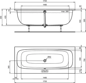 Ideal Standard Badewanne „i.life“ 75 × 170 cm