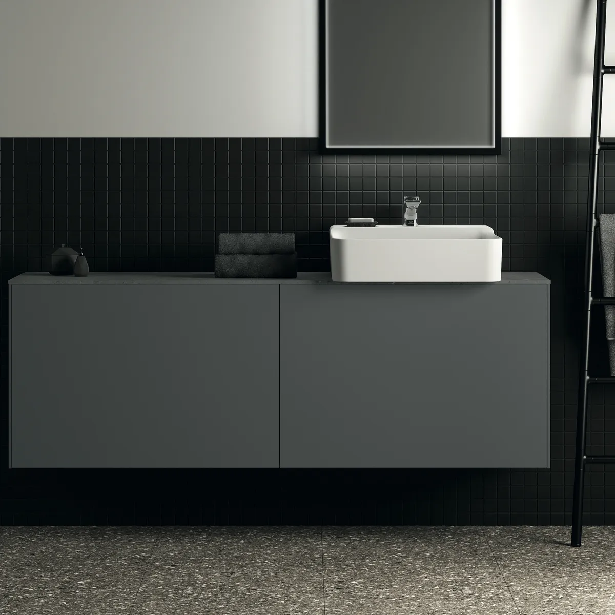 Ideal Standard Waschtischunterschrank „Conca“ 158,5 × 54 × 37,3 cm Anthrazit matt lackiert