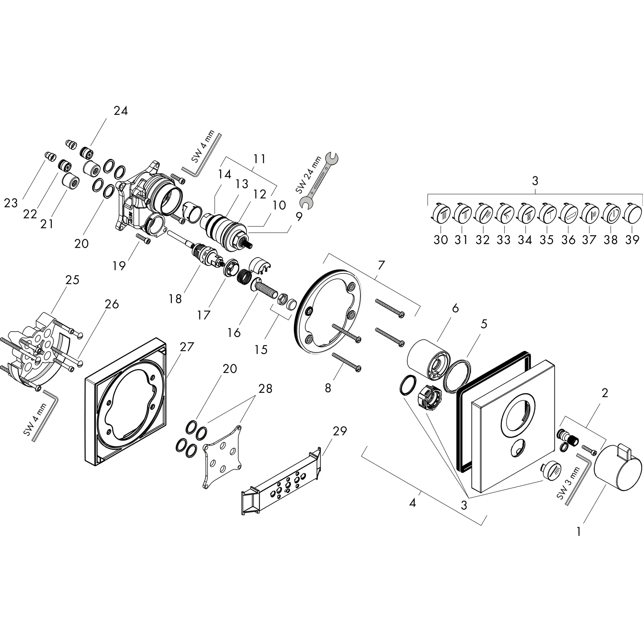 Thermostat Unterputz ShowerSelect Highflow FS 1 Verbraucher/1 Ausg.chrom