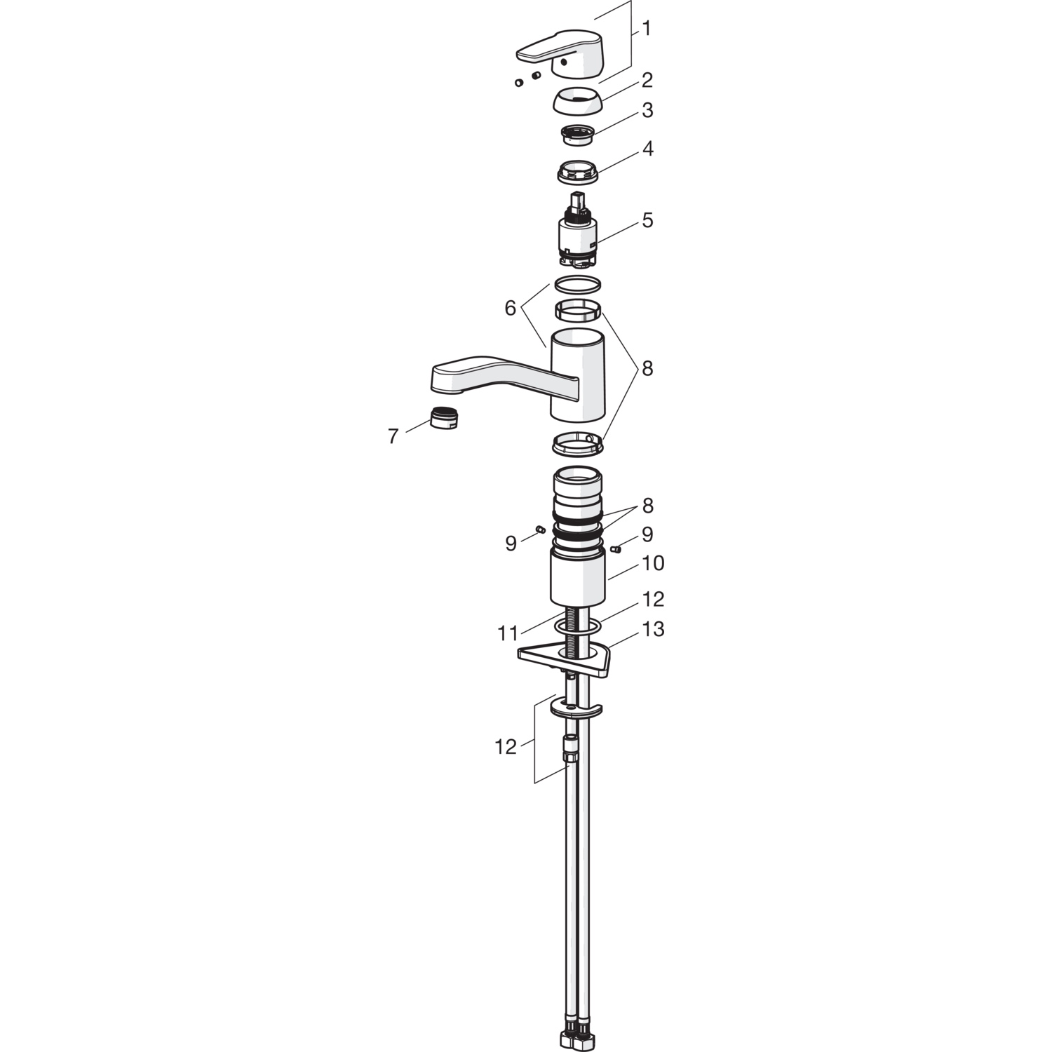 HA Einhebelmischer Küchenarmatur HANSAPOLO 5148 Ausladung 216 mm DN15 Chrom