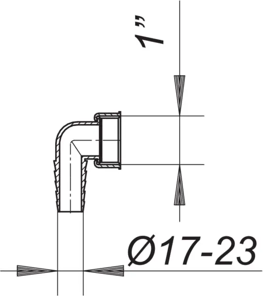 Winkelschlauchtülle, weiß, 1″