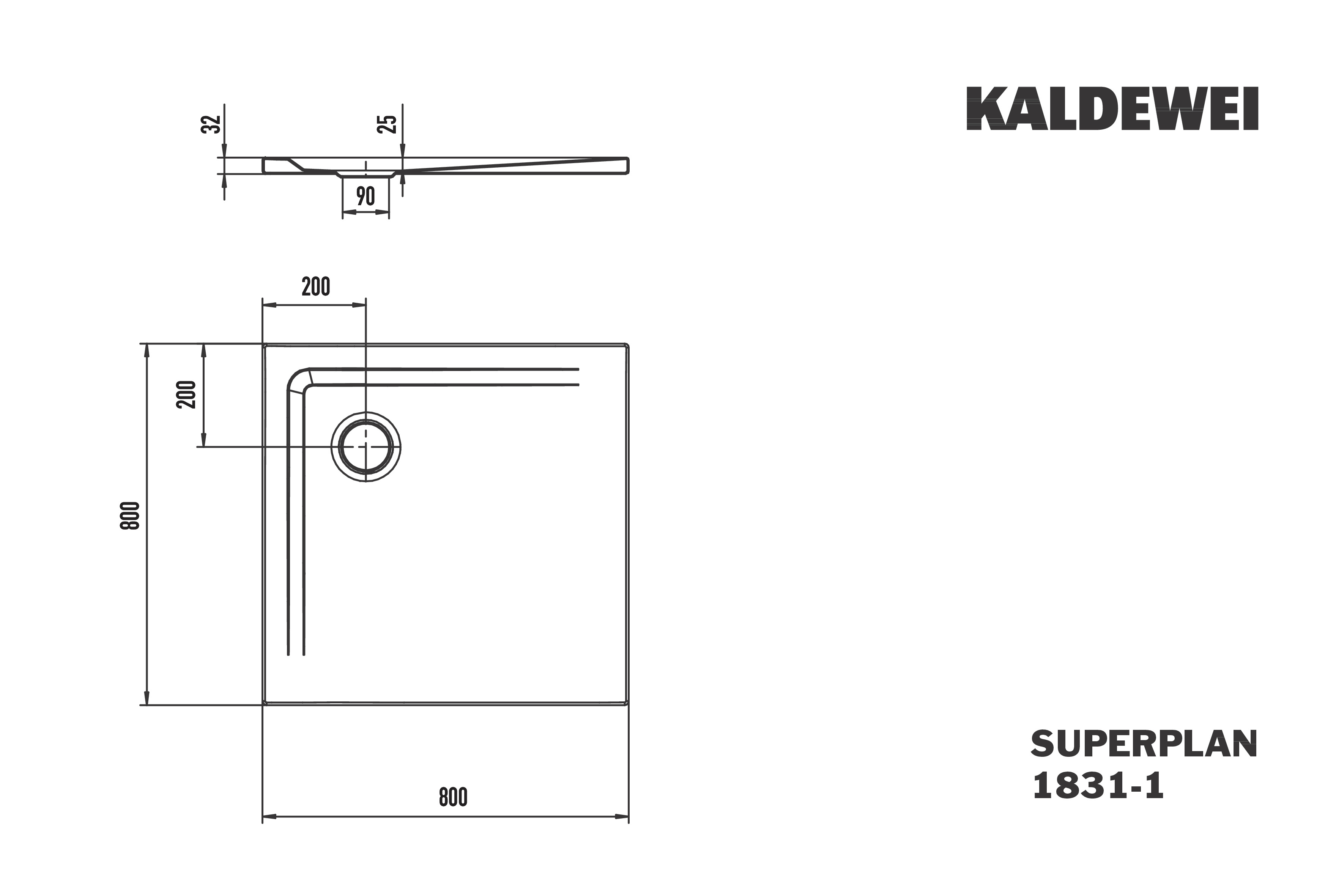 Kaldewei Duschwanne „Superplan“ 80 × 80 cm ohne Oberflächenveredelung, in warm grey 90