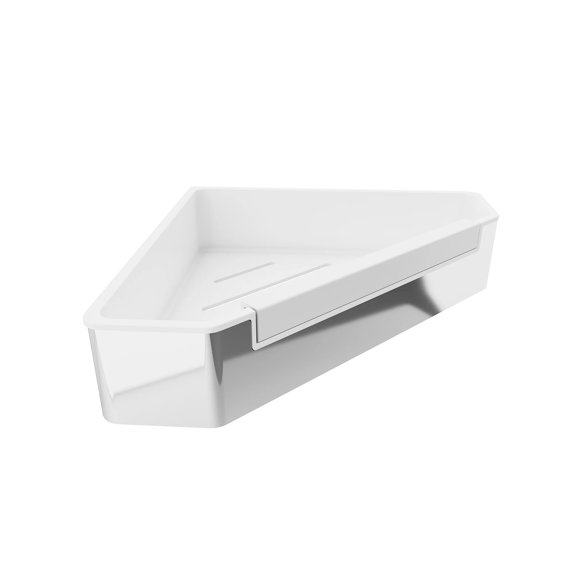 Breuer Duschkorb mit integriertem Glasabzieher, Fünfeck, weiß/chrom, Sondermaß