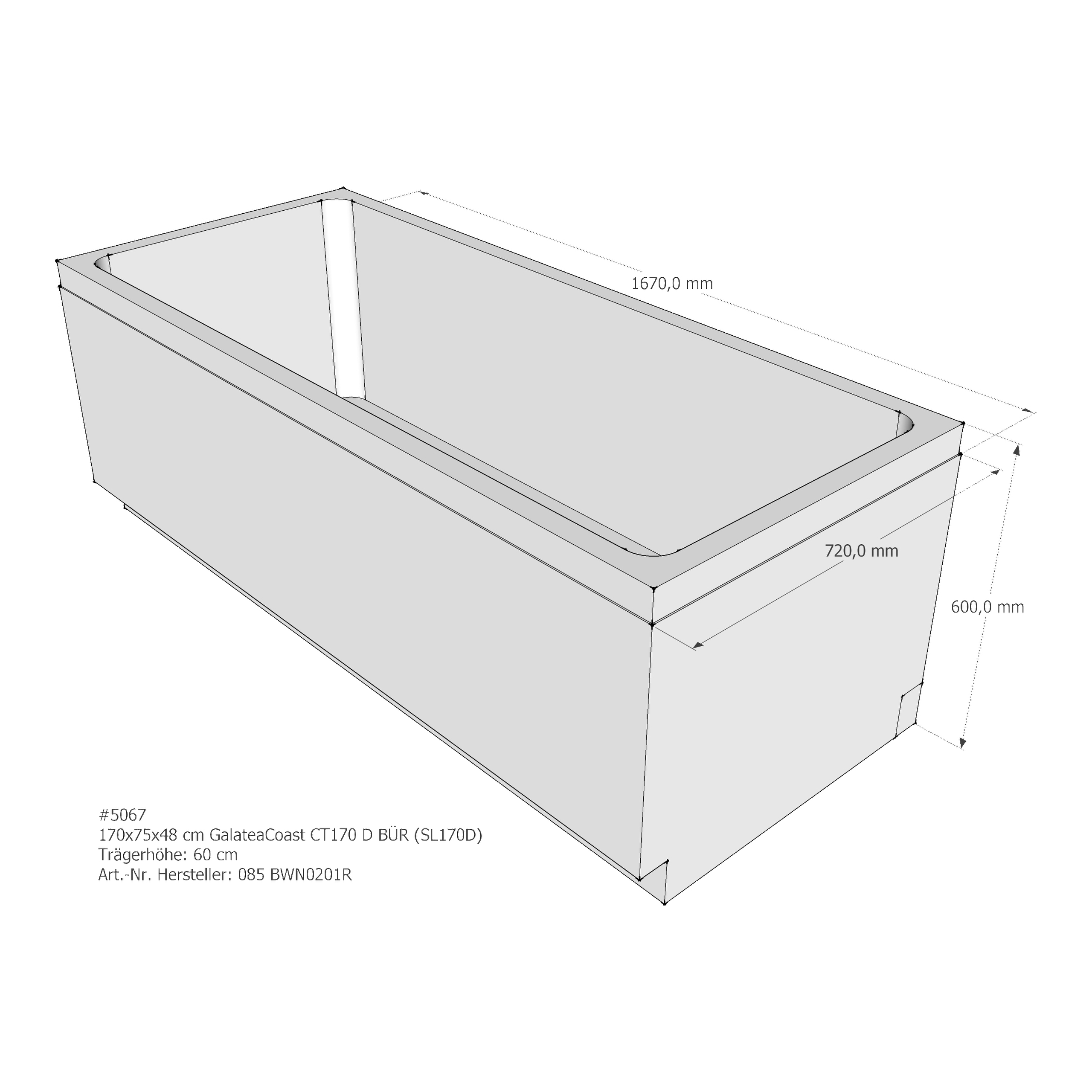 Badewannenträger für Galatea ~Coast CT 170 D 170 × 75 × 48 cm Badewannenträger für Galatea ~Coast CT 170 D 170 × 75 × 48 cm